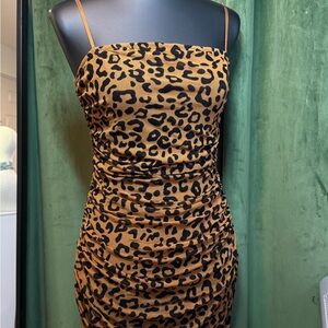Papermoon Strapless Leopard Print Dress